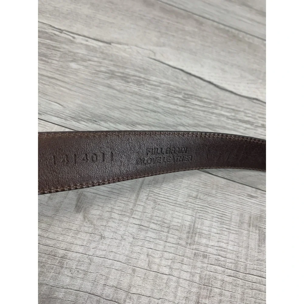 Henry Grethel belt men's 36 marble Brown full grain glove leather brass buckle